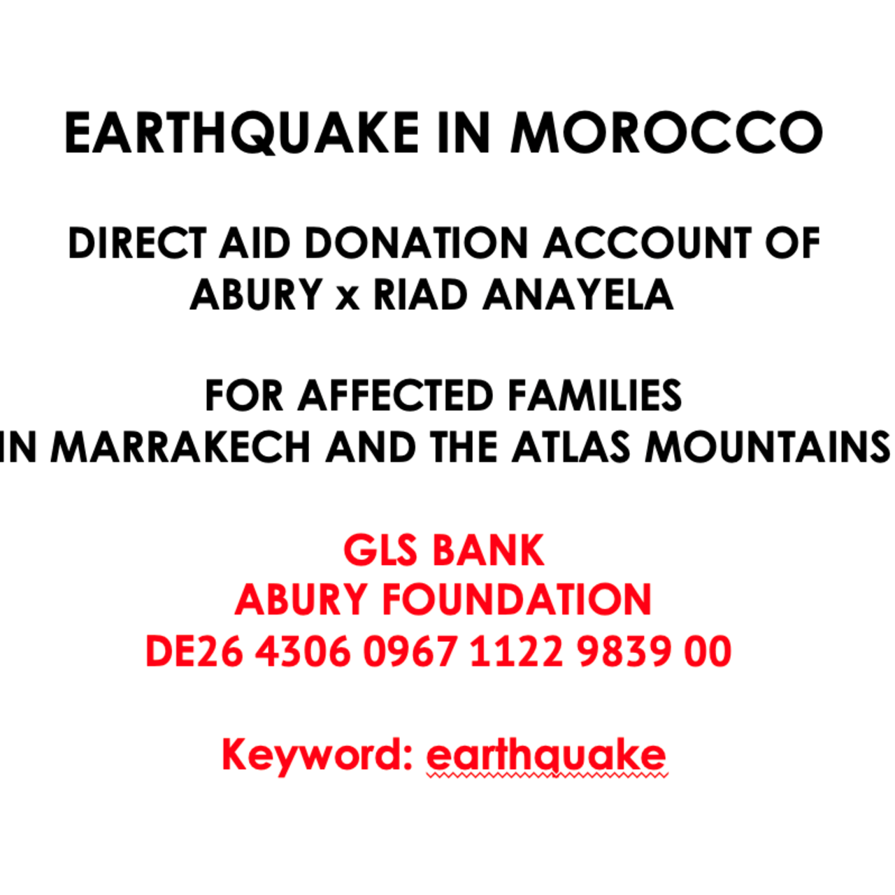 Spendenaufruf für Erdbebenbetroffene in und um Marakesch